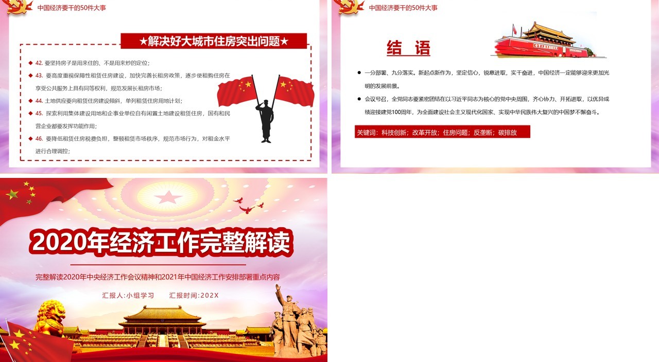 党政风2020年经济工作解读2021年中国经济工作安排部署PPT模板