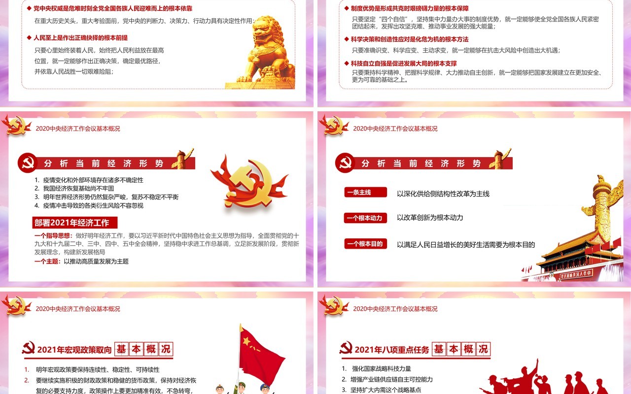 党政风2020年经济工作解读2021年中国经济工作安排部署PPT模板