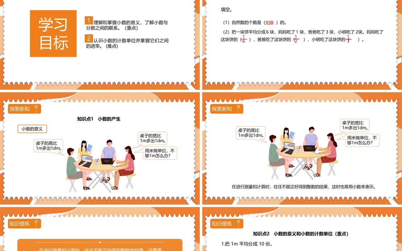 部编版四年级数学下册小数的意义课件PPT模板