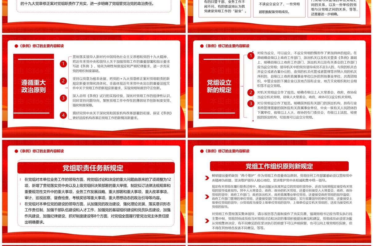 红色党政风中国共产党党组工作条例PPT模板