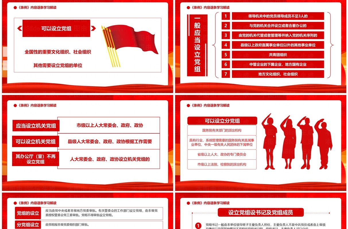 红色党政风中国共产党党组工作条例PPT模板