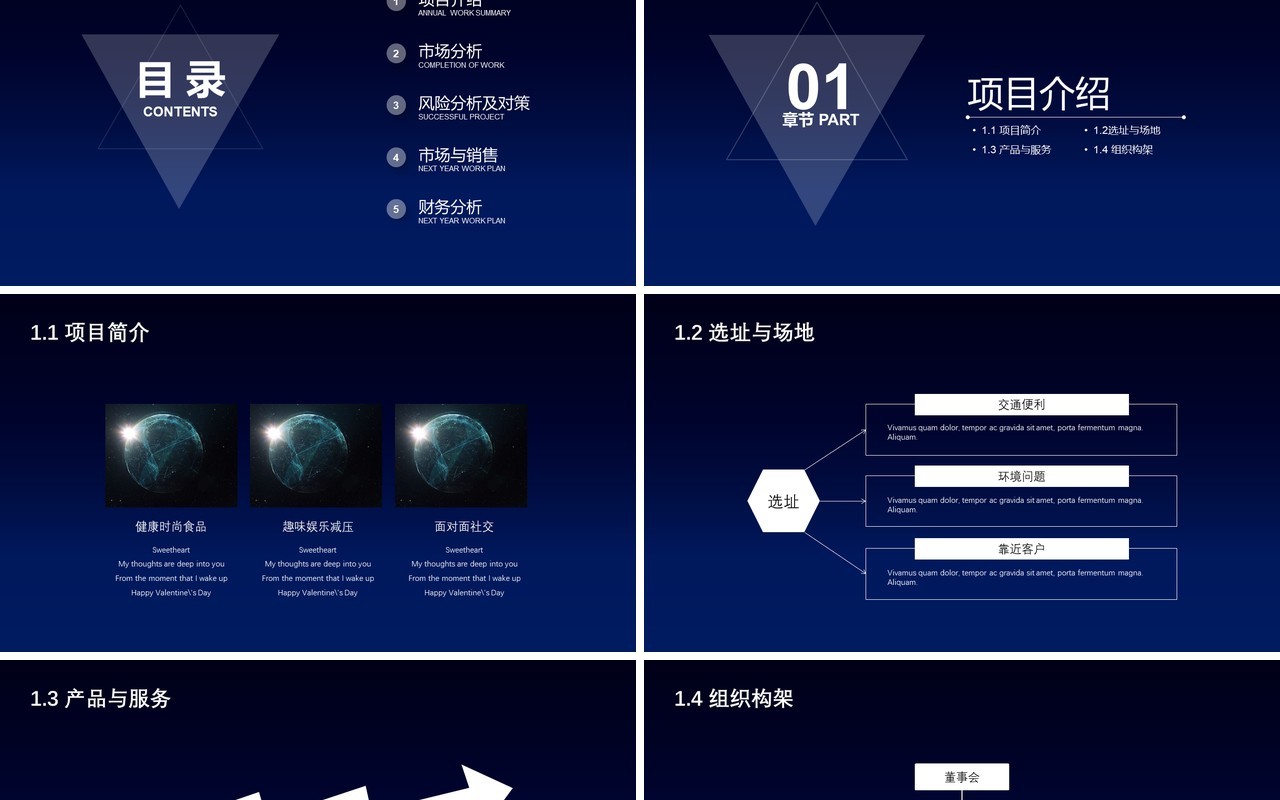 深蓝色创新科技项目计划书PPT模板