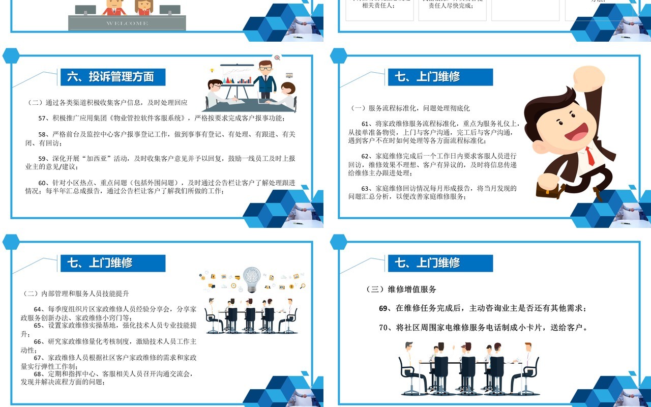 蓝色简约物业管理品质提升PPT模板