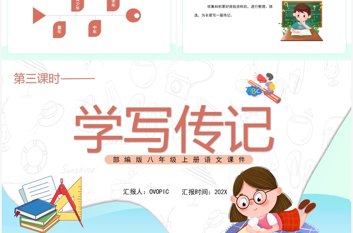 部编版八年级语文上册学写传记课件PPT模板