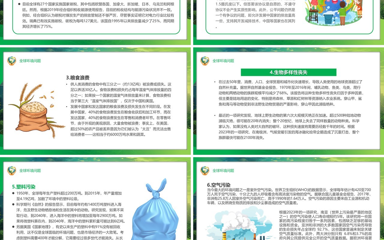 绿色清新风世界环境日介绍PPT模板