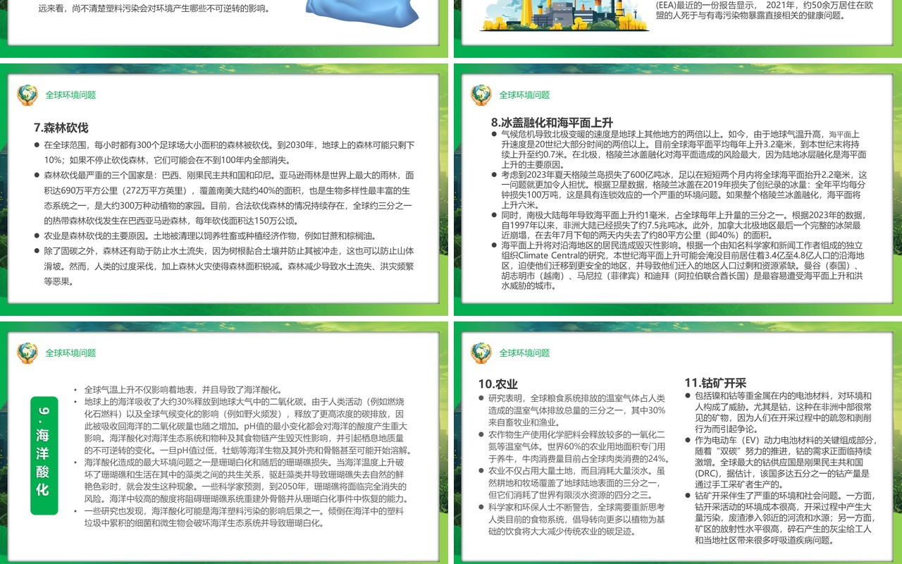 绿色清新风世界环境日介绍PPT模板