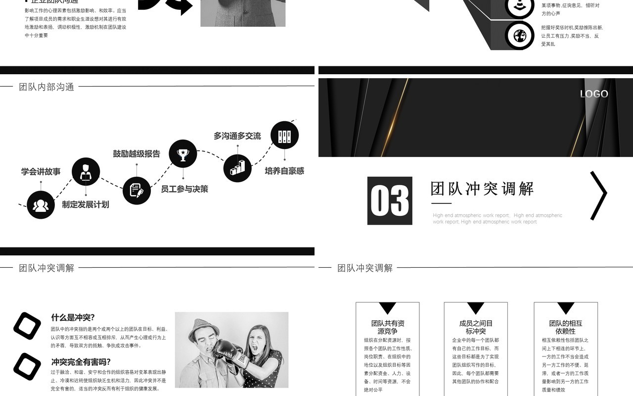 黑色商务风企业团队管理建设PPT模板
