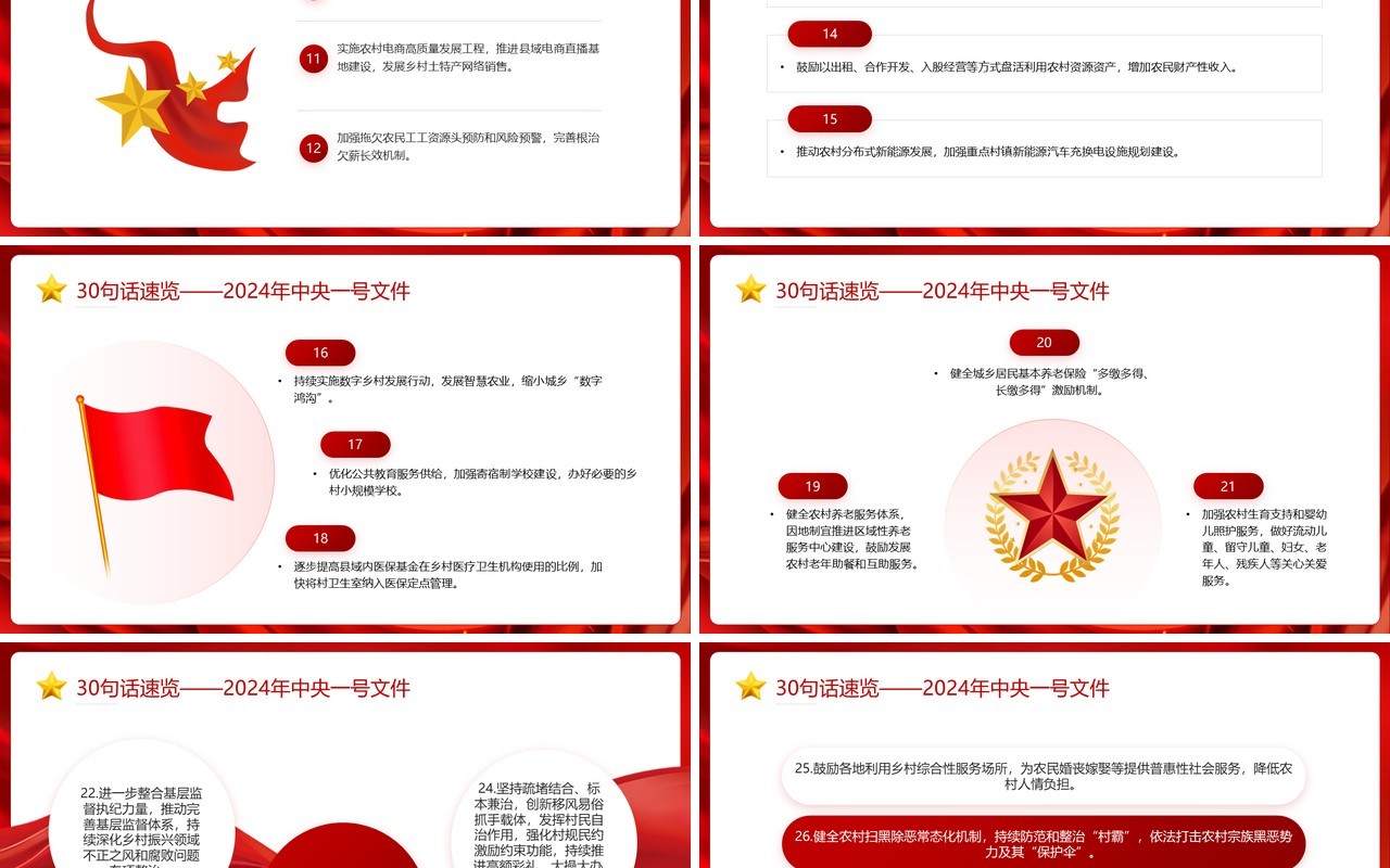 红色30句话速览中央一号文件PPT模板