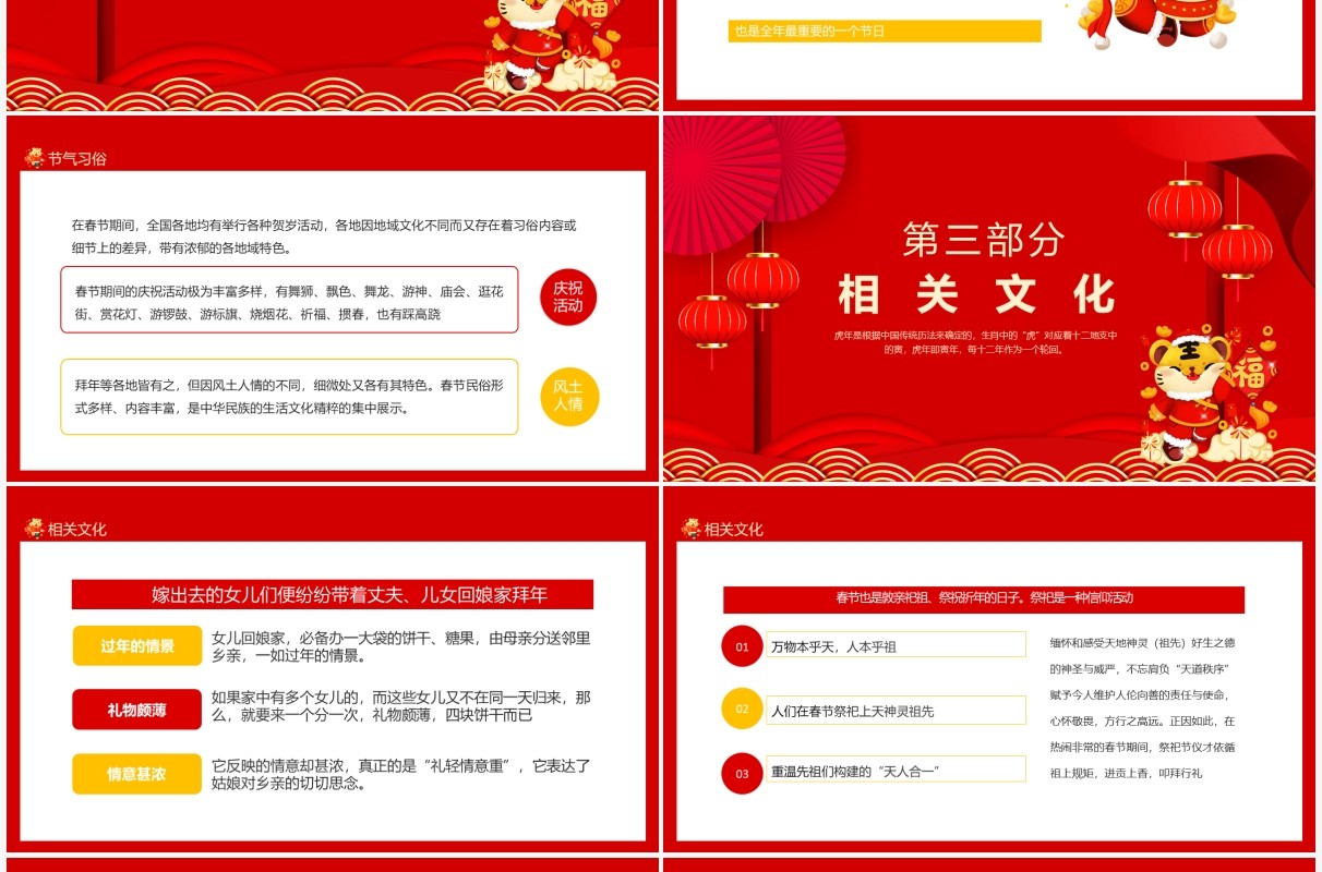 虎年旺福恭贺新禧恭喜发财动态PPT模板