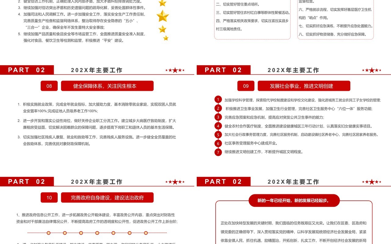 红色简约政府年终总结PPT动态模板