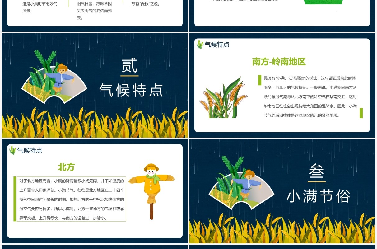 创意卡通风二十四节气小满传统节日介绍动态PPT模板