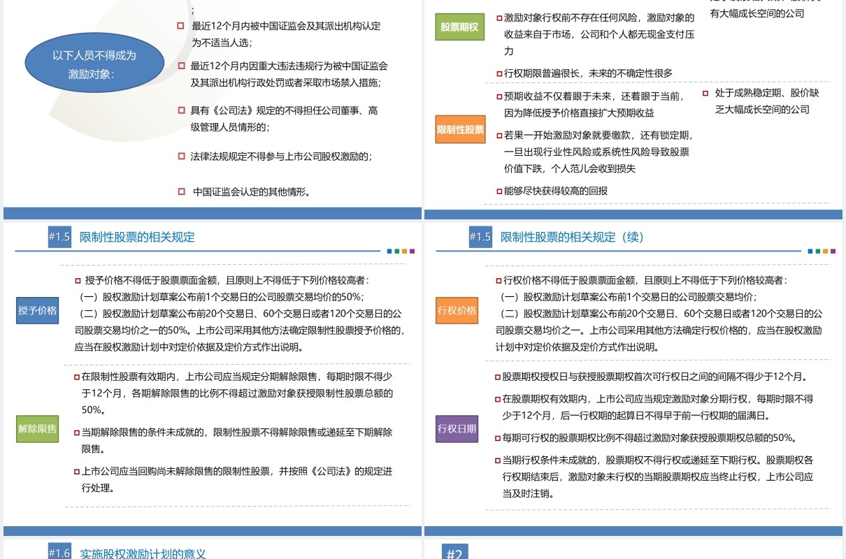 公司股权激励与员工持股计划概括PPT模板