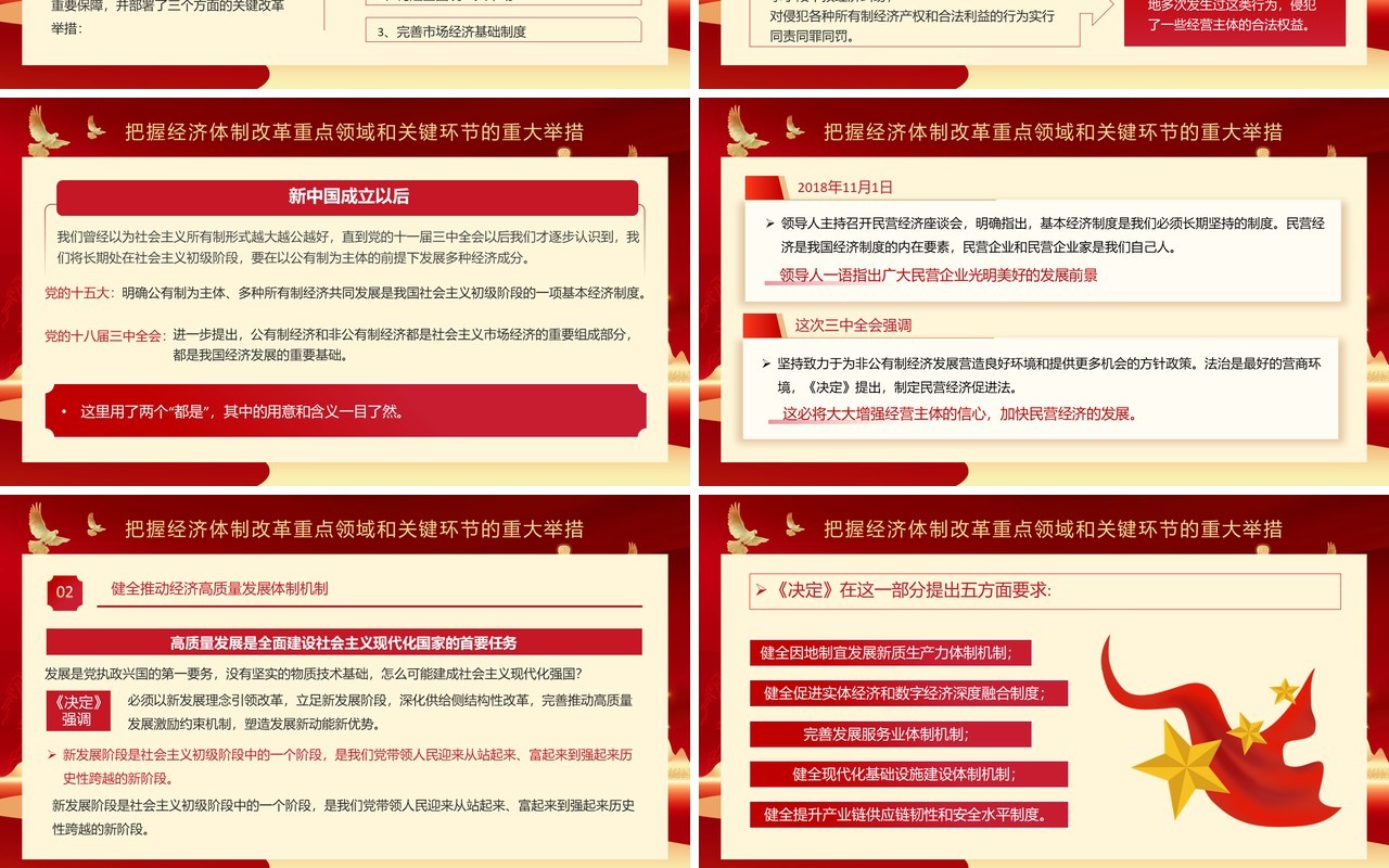 红金简约风读懂三中全会精神大逻辑PPT模板