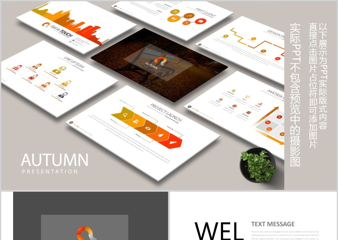 简洁商务公司简介PPT信息图表模板AUTUMN Powerpoint