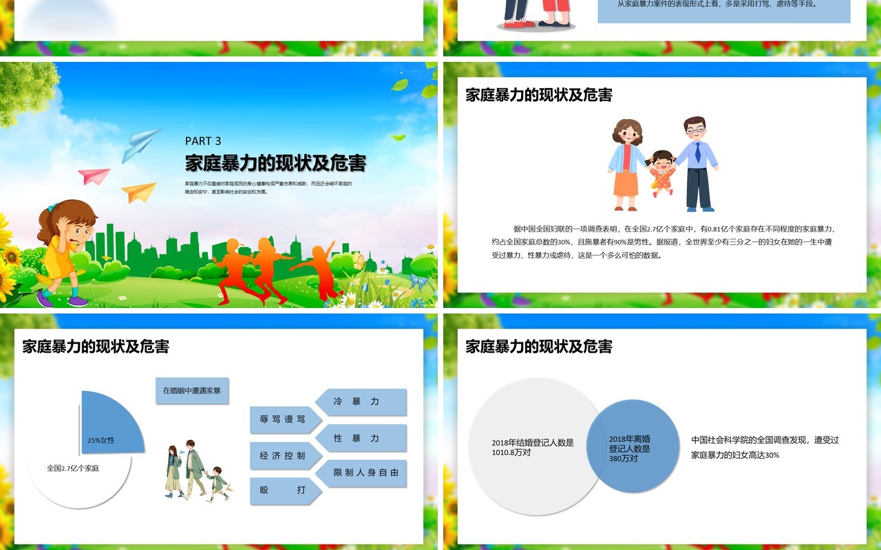 清新风国际消除家暴日不要让家庭毁于暴力PPT模板