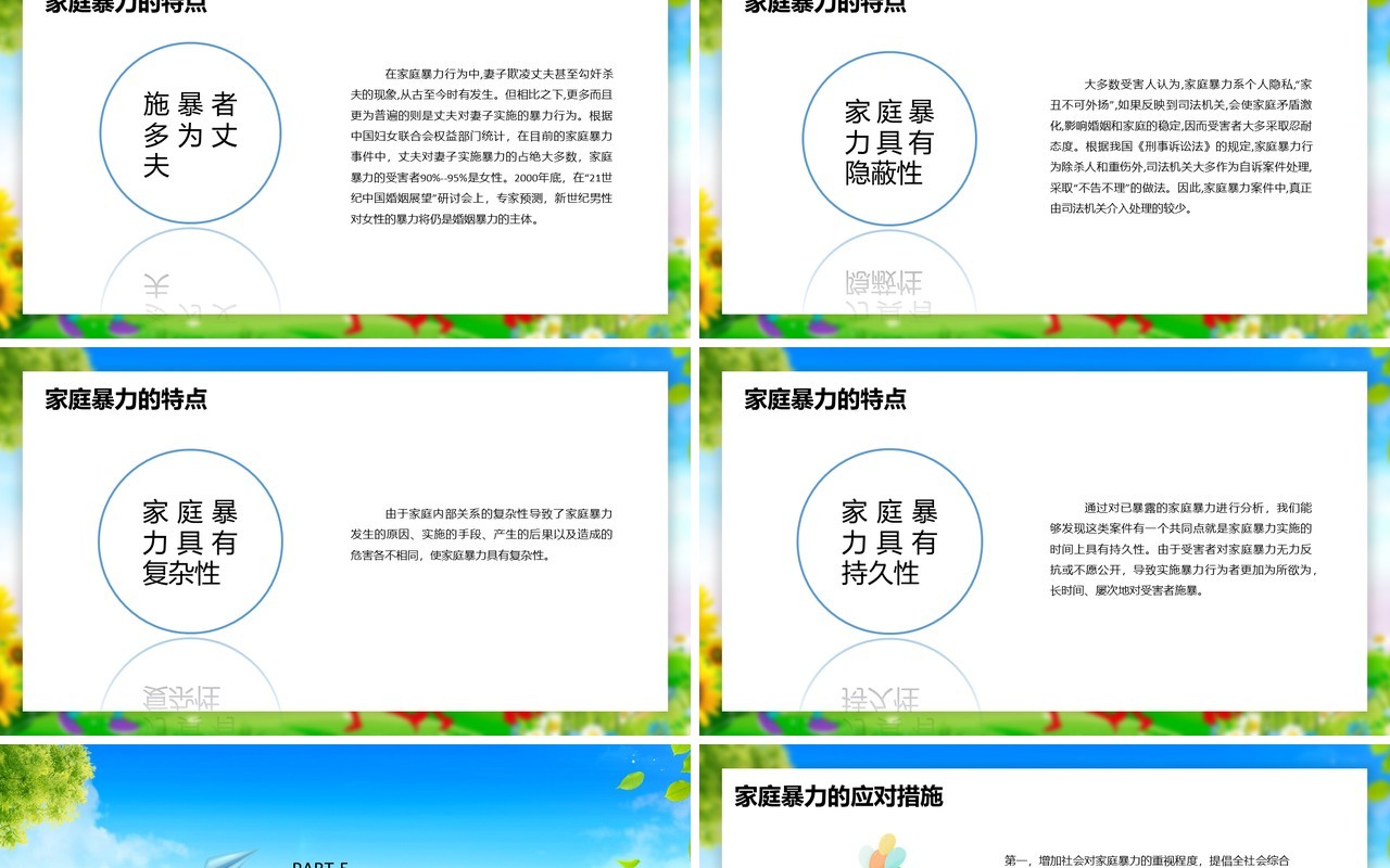 清新风国际消除家暴日不要让家庭毁于暴力PPT模板
