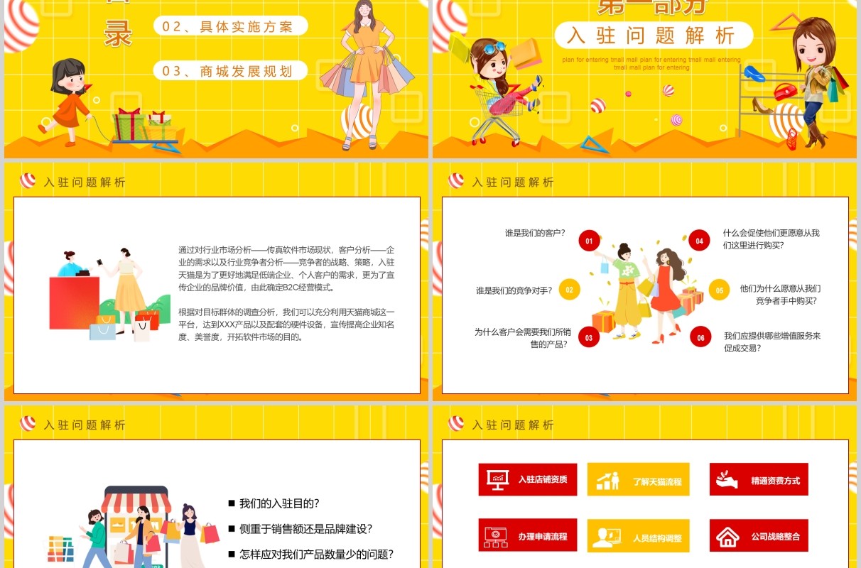 黄色入驻天猫商城电商运营策划PPT模板