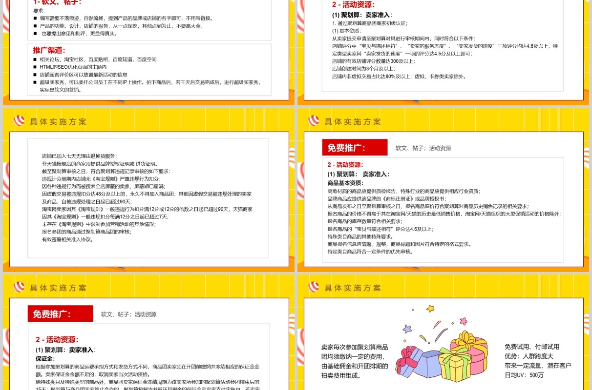 黄色入驻天猫商城电商运营策划PPT模板