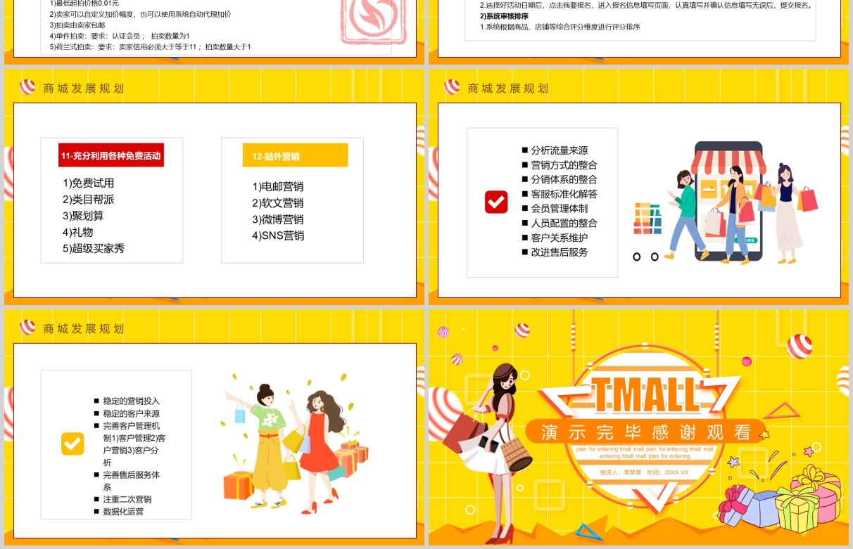 黄色入驻天猫商城电商运营策划PPT模板