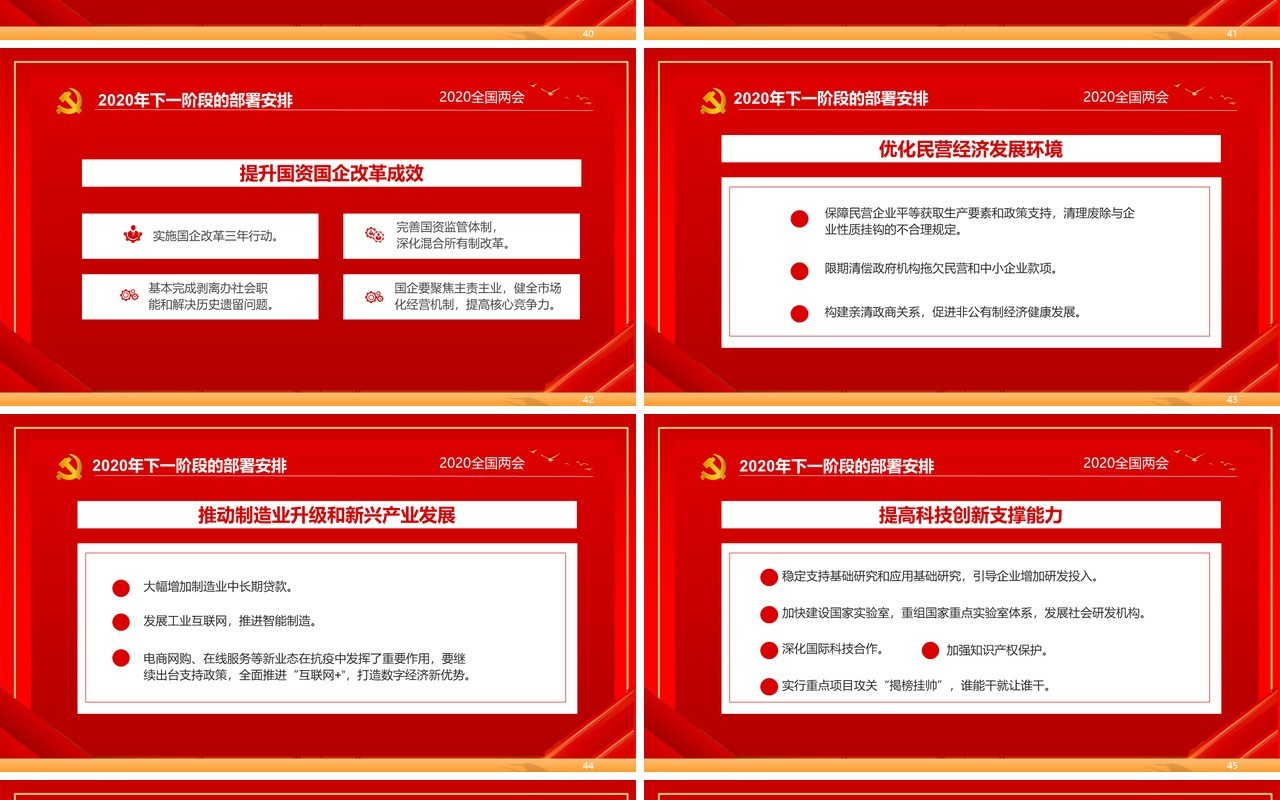 红色主题政府工作报告学习解读两会专题PPT模板