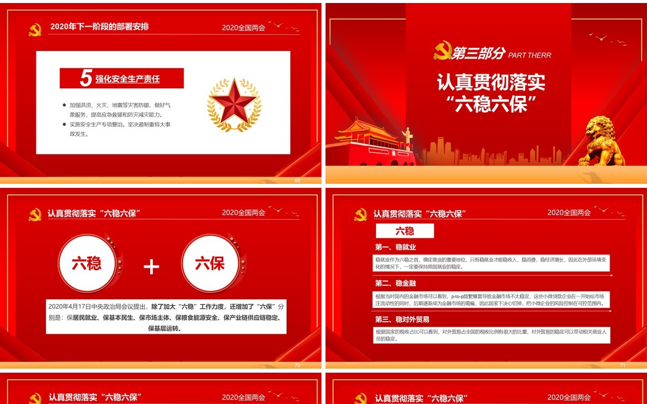 红色主题政府工作报告学习解读两会专题PPT模板