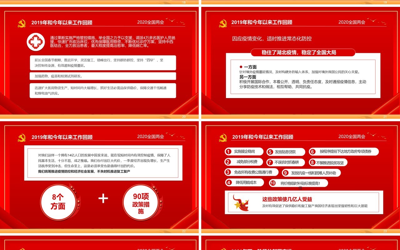红色主题政府工作报告学习解读两会专题PPT模板