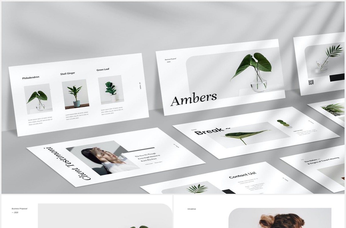时尚简约图片排版设计摄影集展示PPT模板Ambers Powerpoint