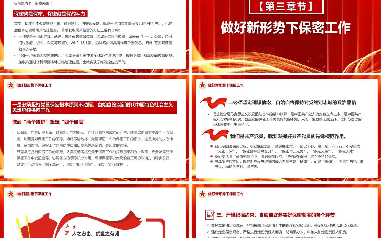红色简约风机关单位保密知识培训PPT模板