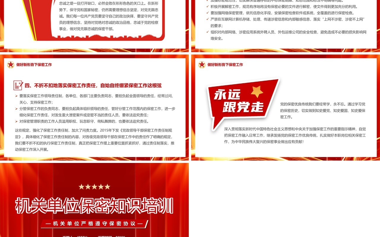 红色简约风机关单位保密知识培训PPT模板