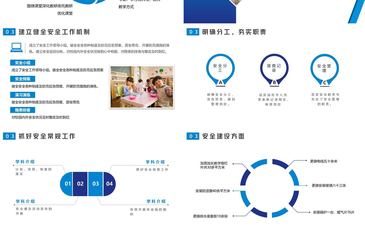 蓝色简约商务学校校长述职报告PPT模板