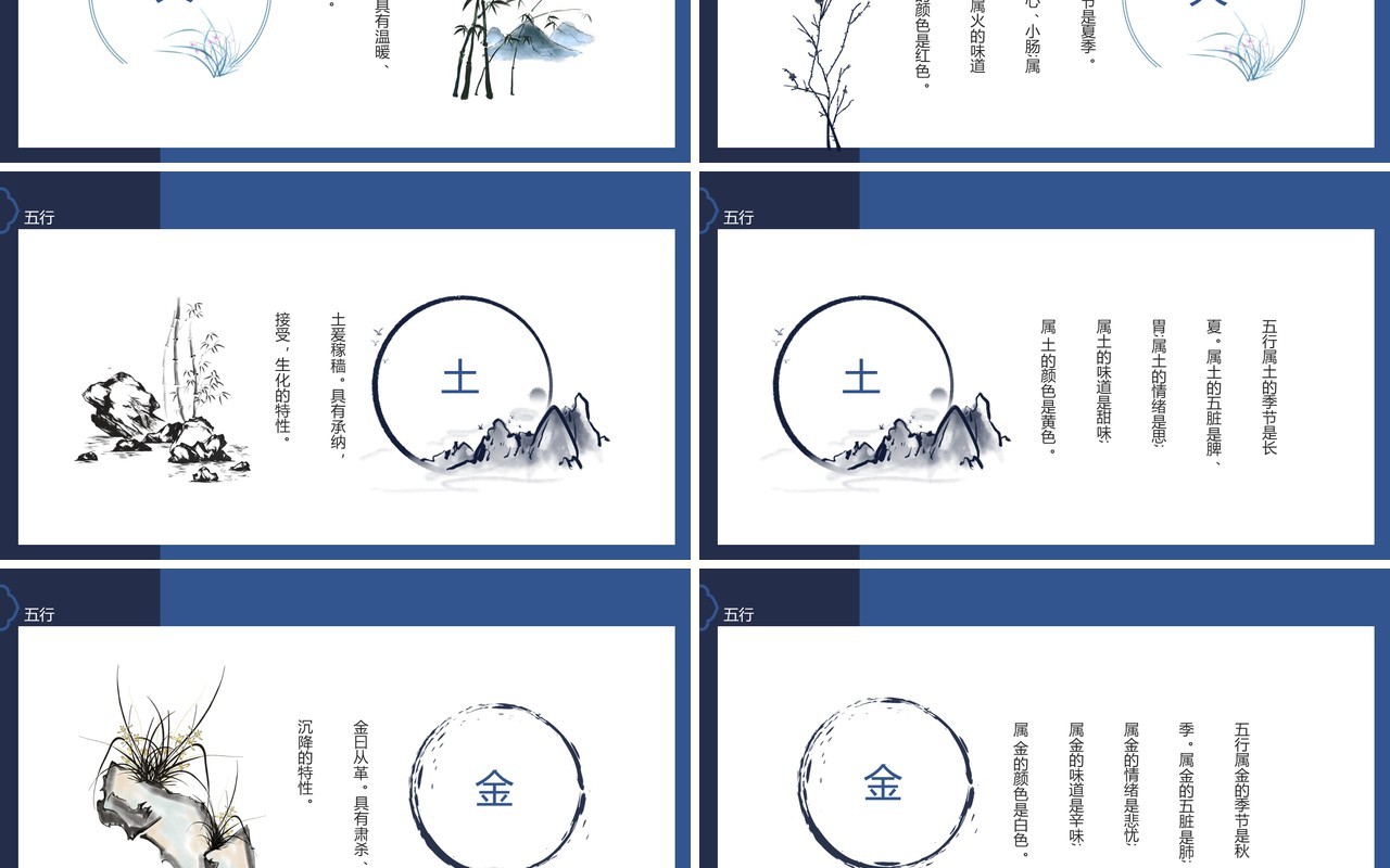阴阳五行金木水火土动态PPT模板