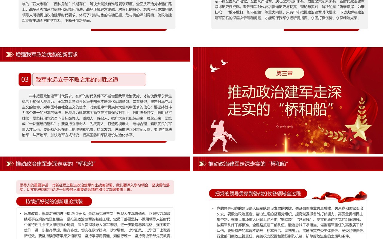 红色简约开创政治建军新局面的根本遵循PPT模板