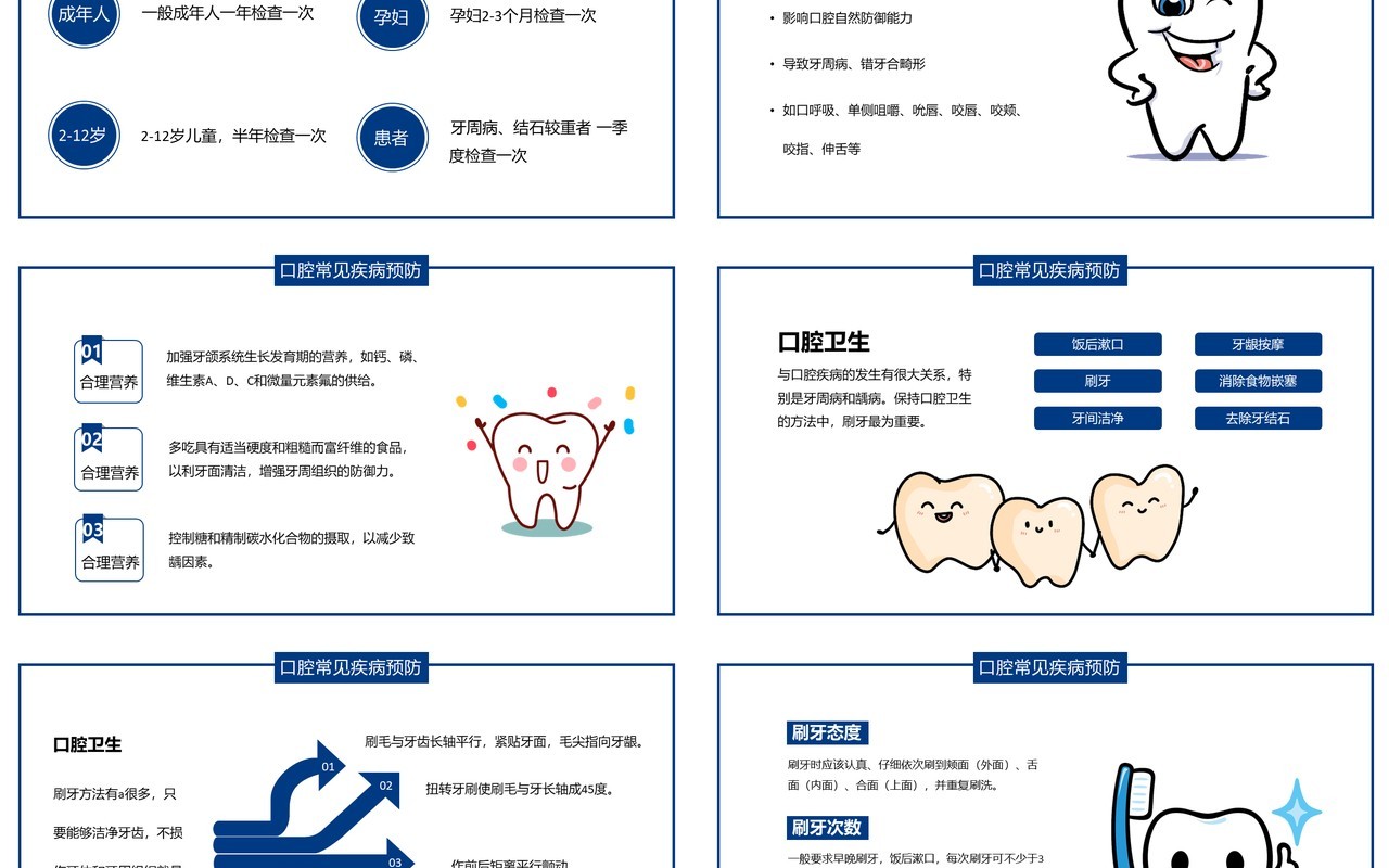 蓝色简约关爱牙齿口腔健康提高生命质量护理医疗保健主题班会PPT模板