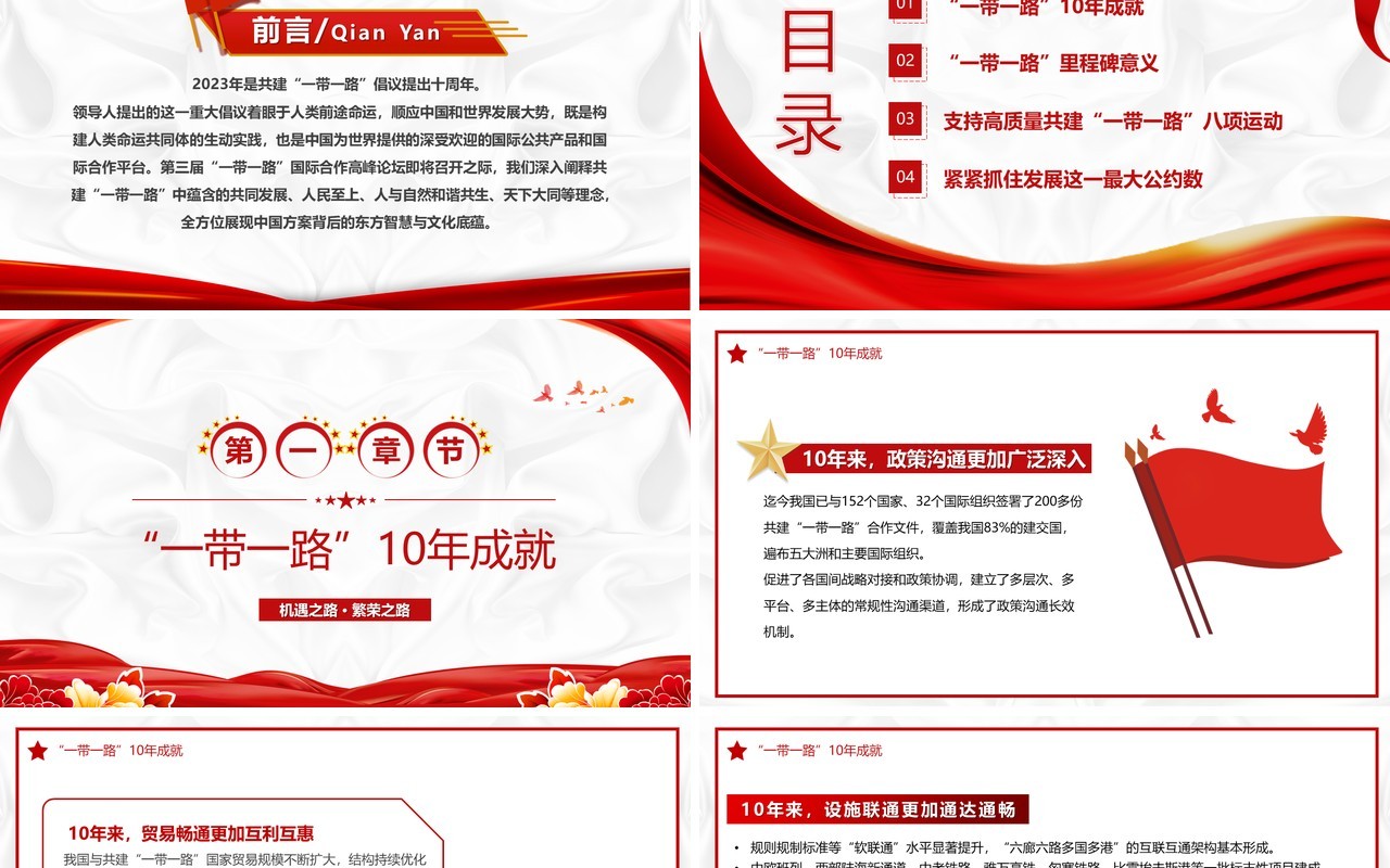 共建一带一路倡议十周年PPT模板