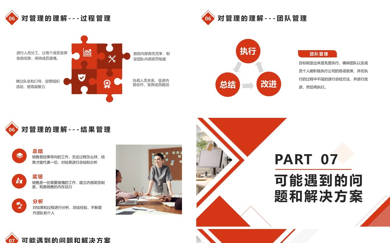 红色简约销售经理主管岗位竞聘PPT模版
