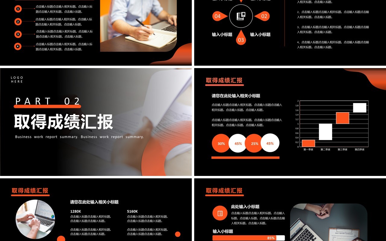 橙色商务风工作汇报总结PPT模板