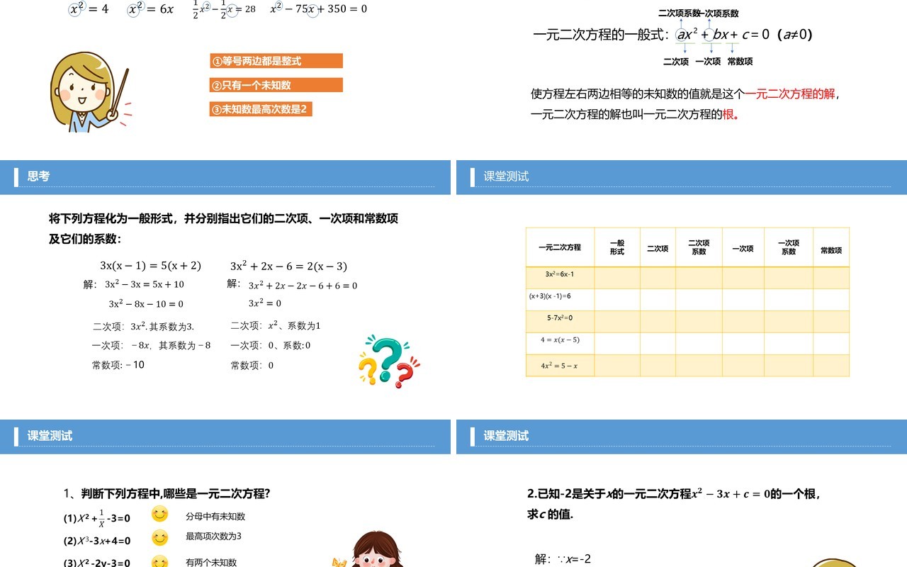 部编版九年级数学上册一元二次方程课件PPT模板