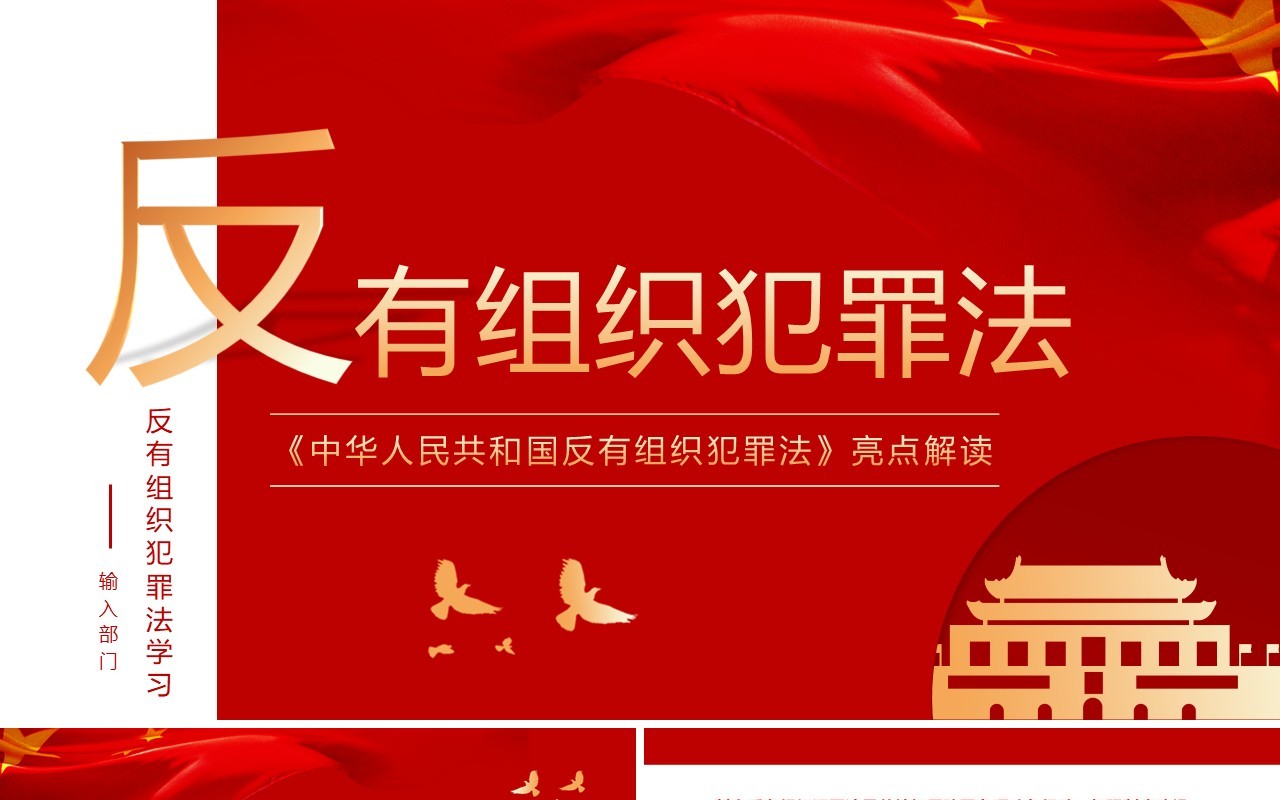 红色简约风反有组织犯罪法PPT模板