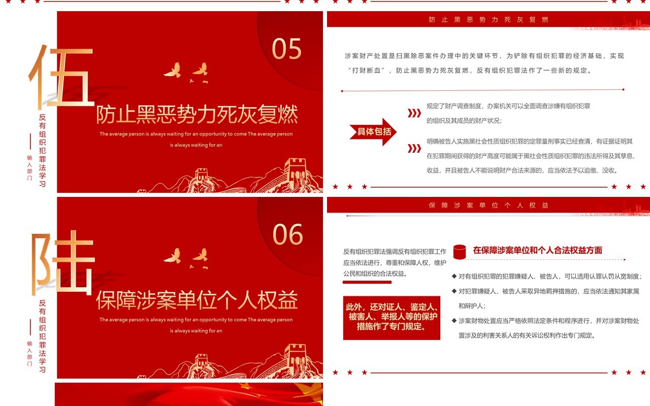 红色简约风反有组织犯罪法PPT模板