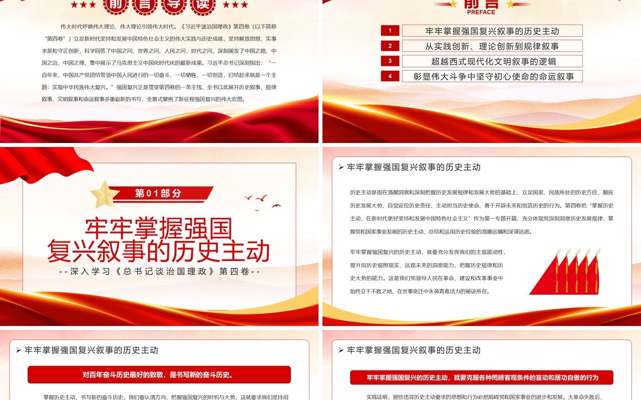 红色党政2022对强国复兴的多重书写PPT模板