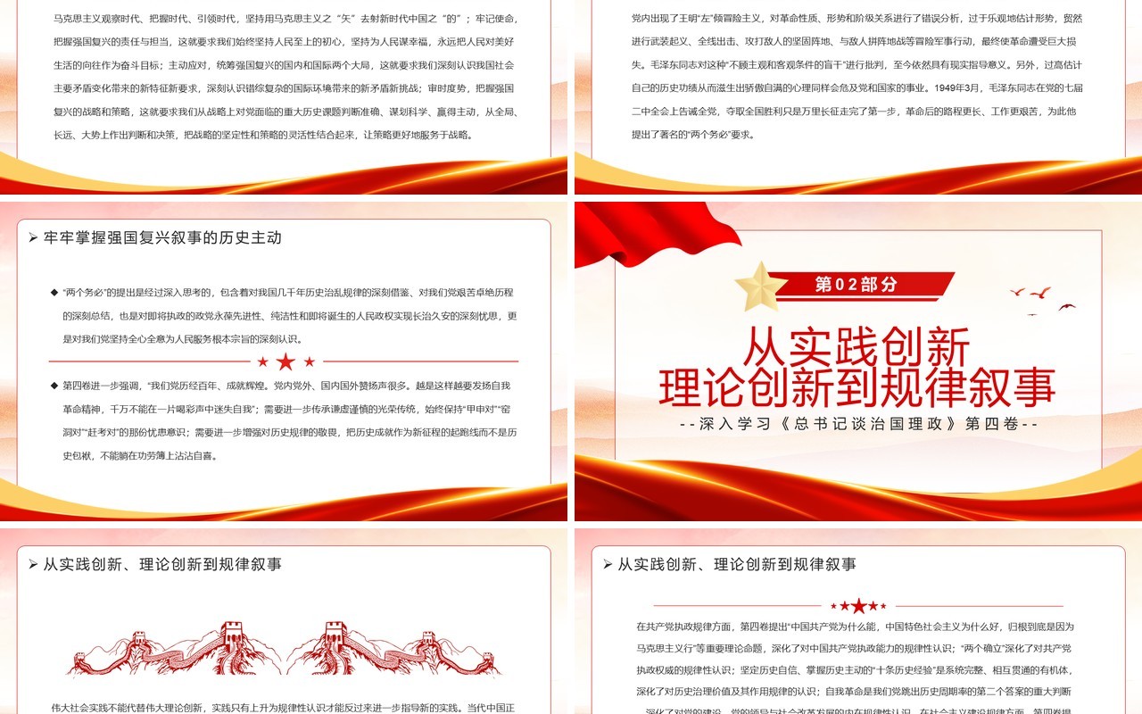红色党政2022对强国复兴的多重书写PPT模板
