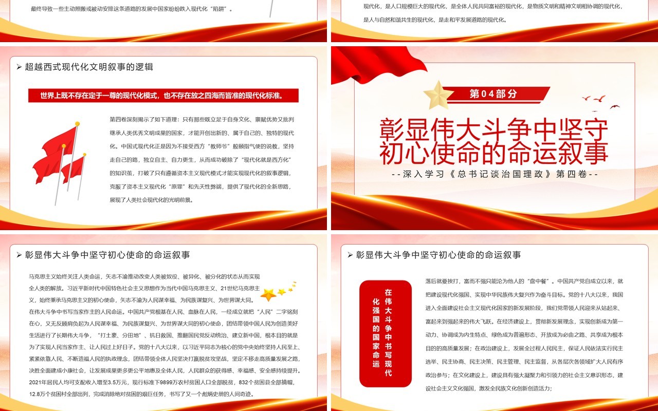 红色党政2022对强国复兴的多重书写PPT模板