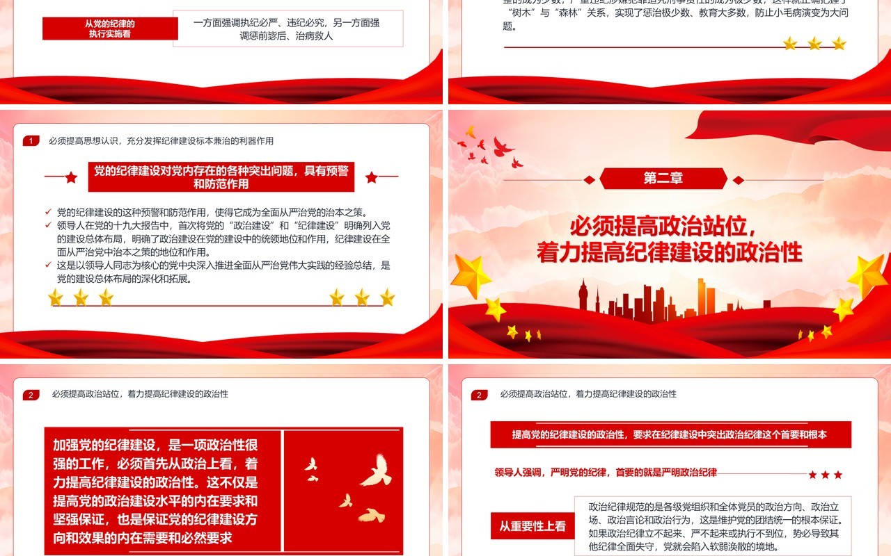 红色党政风2024党纪学习专题教育PPT模板