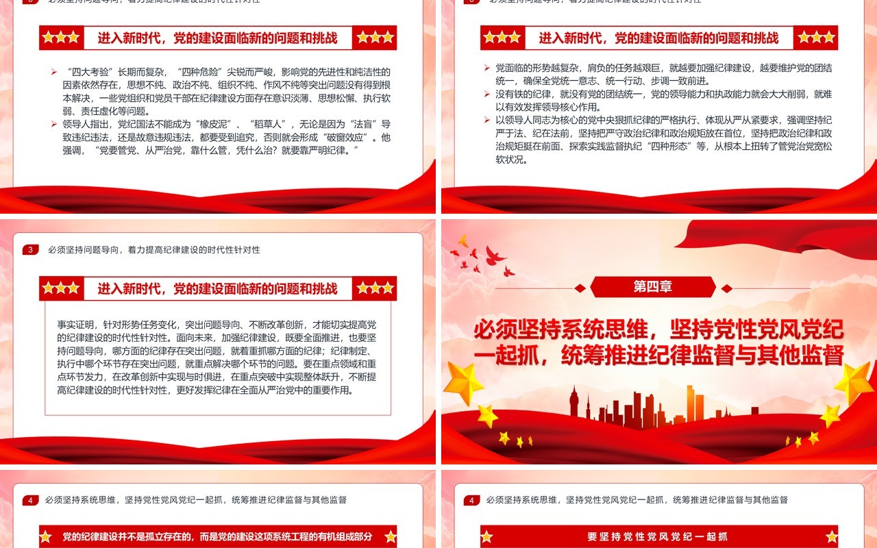 红色党政风2024党纪学习专题教育PPT模板