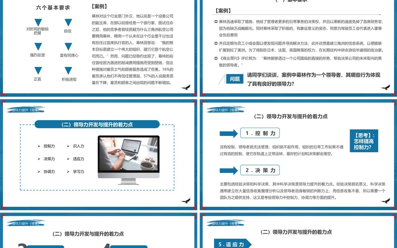 蓝色商务风领导力开发企业培训PPT模板