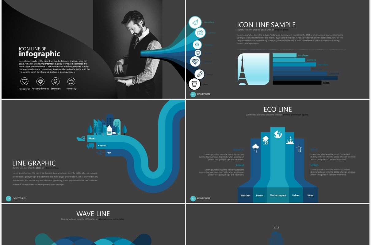 商务工作汇报数据图表PPT模板素材eighty 3 powerpoint template