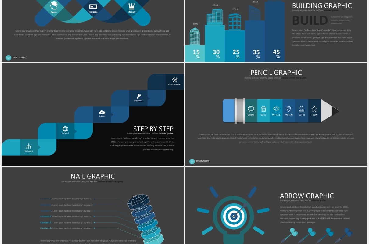 商务工作汇报数据图表PPT模板素材eighty 3 powerpoint template