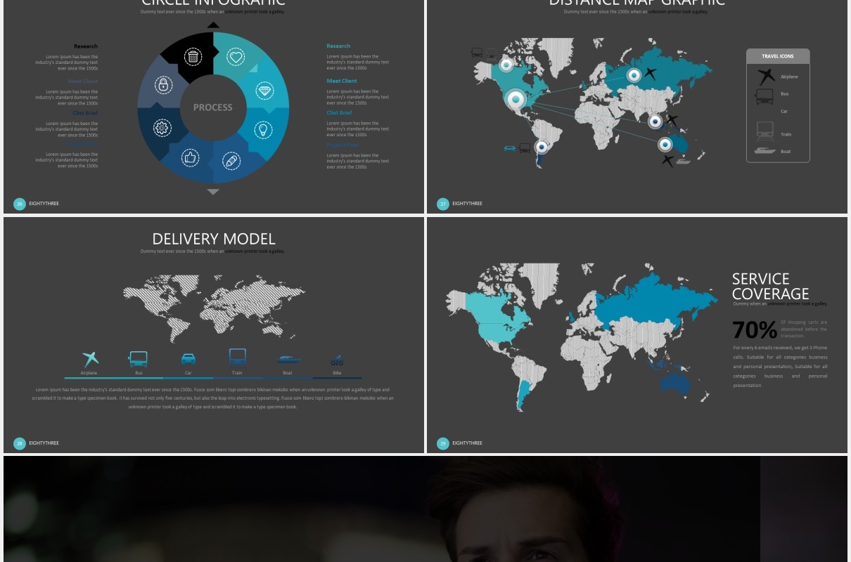 商务工作汇报数据图表PPT模板素材eighty 3 powerpoint template