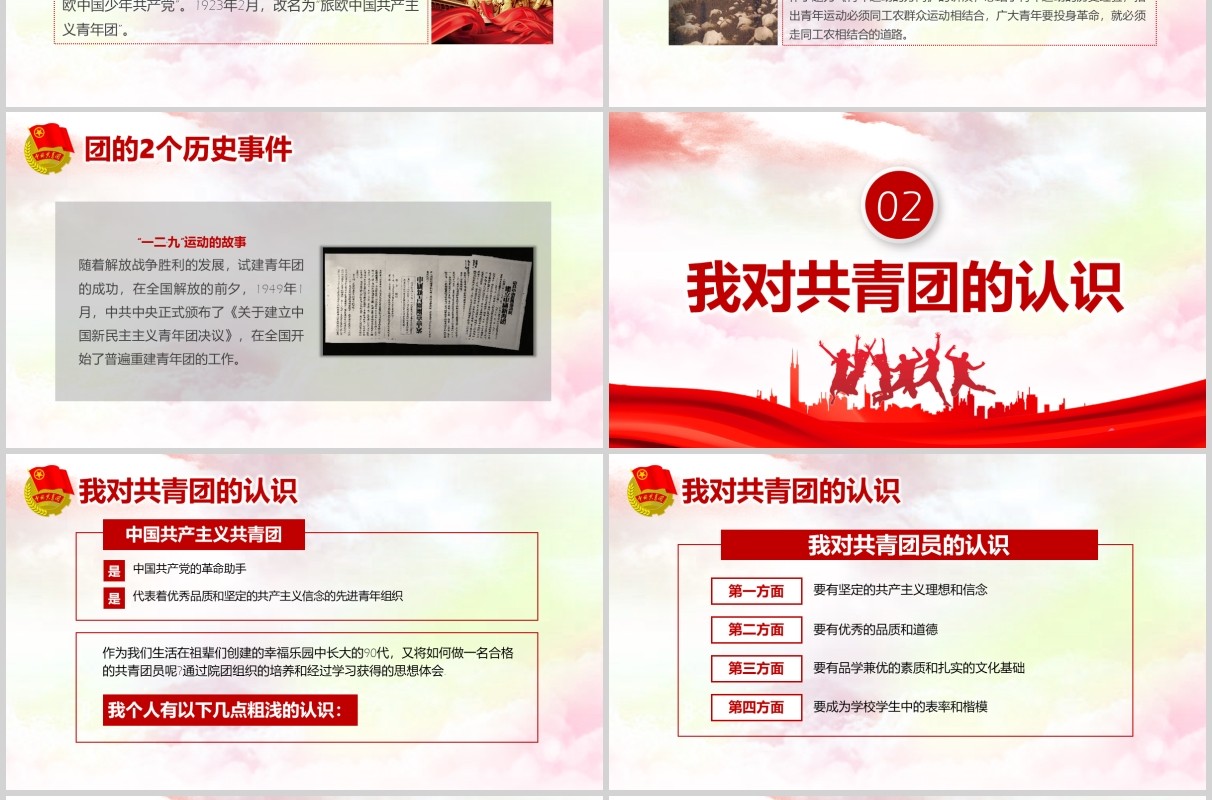 红色学团史做合格共青团员纪念五四运动PPT模板党政党课党建
