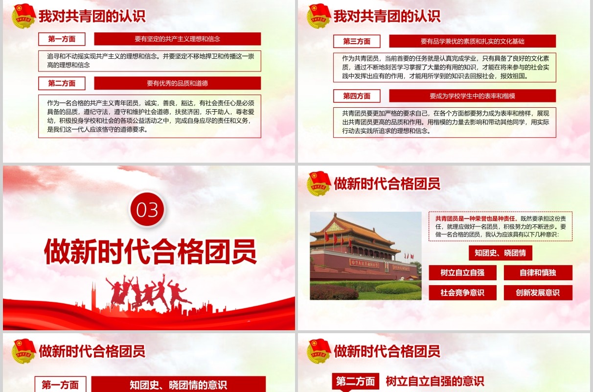 红色学团史做合格共青团员纪念五四运动PPT模板党政党课党建